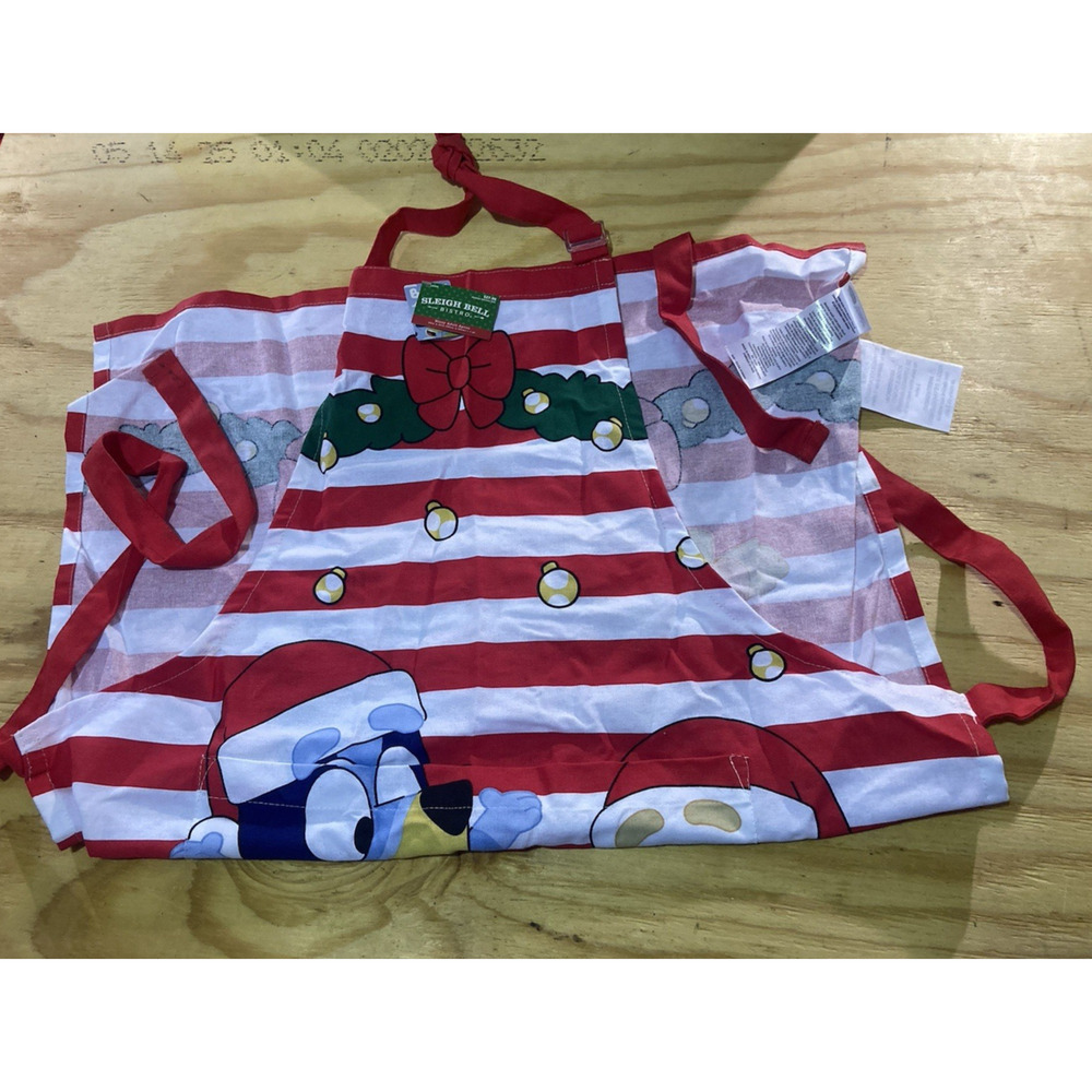 Sleigh Bell Bistro Bluey Bingo Dogs Christmas Cooking Adult Apron ~ NWT